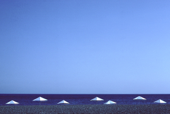 Beach Umbrellas, Perissa Beach, Santorini